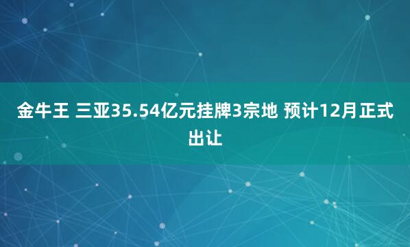 金牛王 三亚35.54亿元挂牌3宗地 预计12月正式出让